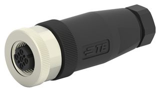 TE CONNECTIVITY T4110501041-000 Sensor Connector, PG7, M12, Female, 4 Positions, Screw Socket, Straight Cable Mount