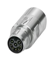 PHOENIX CONTACT 1628972 圆形连接器, M系列圆形耦合器, 电缆安装插座, 8 触点, 压接引脚-无触芯, 快锁