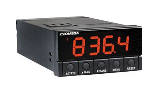 OMEGA DP25B-S-230-AR Panel Meter, Strain Gauge, 4-Digit, 21 mm, 230 VAC, Analog, Relay, DP25B Series