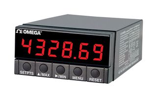 OMEGA DP41-E-230-A Panel Meter, Process, 6-Digit, 13.7 mm, 230 VAC, Analog, DP41 Series