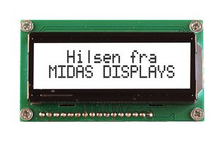 MIDAS DISPLAYS MC21605H6WM-FPTLW-V2 字母数字液晶屏, 16 x 2, 白色底黑色字, 5 V, 并行, 英语, 斯堪的纳维亚语, 半透反射
