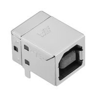 WURTH ELEKTRONIK 61410416121R 连接器, USB, USB B, USB 2.0, 插座, 4 路, 通孔安装, 直角型