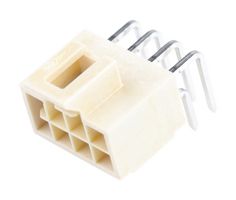 MOLEX 105314-2108 引脚针座, 电源, 线至板, 2.5 mm, 2 排, 8 触点, 通孔直角, Nano-Fit 105314 Series