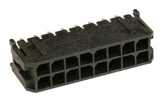 MOLEX 43045-1626 引脚针座, 线至板, 3 mm, 2 排, 16 触点, 通孔直型, Micro-Fit 3.0 43045 Series