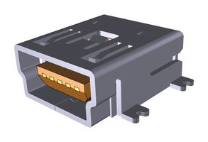 SAMTEC MUSBR-05-S-O-B-SM-A USB Connector, Mini USB Type B, USB 2.0, Receptacle, 5 Ways, Surface Mount, Right Angle
