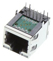 AMPHENOL COMMUNICATIONS SOLUTIONS RJE1A18854A1 模块连接器, RJ45 插座, 1 x 1 (端口), 8P8C, Cat5e, 通孔安装