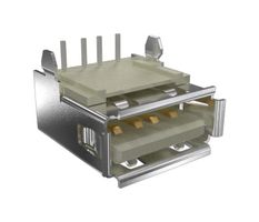 AMPHENOL COMMUNICATIONS SOLUTIONS 87520-1010ALF 连接器, USB, USB A, USB 2.0, 插座, 4 路, 通孔安装, 直角型