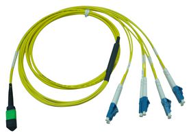 MOLEX 885366803 Fibre Optic Cable, Singlemode, 12 Fibres, 9µm / 125µm, MPO to LC Duplex (4), 3 m