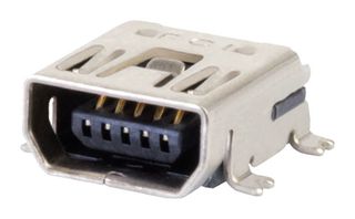 AMPHENOL COMMUNICATIONS SOLUTIONS 10033527-N3212MLF USB Connector, Mini USB Type AB, USB 2.0, Receptacle, 5 Ways, Surface Mount, Right Angle