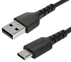 STARTECH RUSB2AC2MB USB 线缆,2 m / 6.6 ft USB 2.0 转 USB-C 线缆,黑色,芳纶纤维,EMI 屏蔽