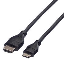 ROLINE 11.44.5580 音频/视频电缆组件, HDMI A型插头, 迷你HDMI C型插头, 6.6 ft, 2 m, 黑色