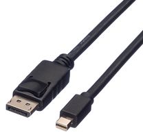 ROLINE 11.44.5634 Audio / Video Cable Assembly, DisplayPort Plug, Mini DisplayPort Plug, 3.3 ft, 1 m, Black