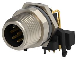 TE CONNECTIVITY T4144035081-000 Sensor Connector, M12, Male, 8 Positions, PCB Pin, Right Angle Panel Mount