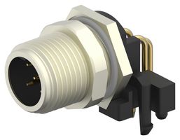 TE CONNECTIVITY T4144435051-000 Sensor Connector, M12, Male, 5 Positions, PCB Pin, Right Angle Panel Mount
