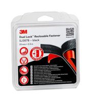 3M SJ387B, BLACK, 2.5M X 25MM 胶带, 魔术贴, 双锁SJ387B 系列, 2.5m 卷长, 25mm 胶带宽度, 黑色