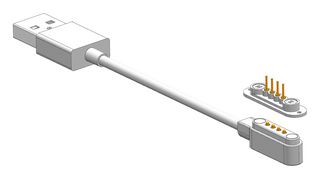 MULTICOMP PRO MP009324 磁性连接器线缆组件, USB A 插头, 磁性4路插头, 1 A, 600 mm, 23.6 ", 磁性4路插座