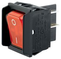 MARQUARDT 1835.3602 Rocker Switch, On-Off, DPST, Illuminated, Panel Mount, Red, 1830 Series