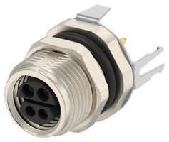 TE CONNECTIVITY - AMP T4040110044-000 圆形连接器, SPE M8混合, 标准圆形连接器, 面板安装插座, 4 触点, PCB插座, 螺纹