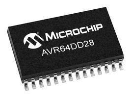 MICROCHIP AVR64DD28-I/SO 8位 MCU微控制单元, AVR-DD Family AVR64DD Series Microcontrollers, AVR, 24 MHz, 64 KB, 28 引脚, SOIC