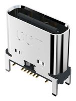 GCT USB4145-03-0170-C 连接器, USB, 5A, 48V, 240W, 1.7mm, USB C, USB 2.0, 插座, 16 路, 表面安装, 通孔安装, 垂直