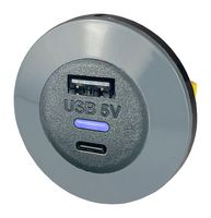 ALFATRONIX PVPWP-ACFF USB充电器插座, IP65,正面贴合, PVPWp Series, 3.6 A, 24 V, 2端口, USB A型, USB C型
