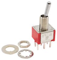 E-SWITCH 100DP1T1B1M2QEH Toggle Switch, Miniature, On-On, DPDT, Non Illuminated, 100 Series, Through Hole, 5 A