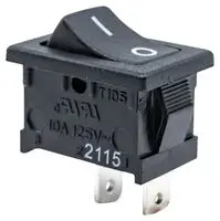 E-SWITCH RA11131121 翘板开关, 弯曲,IP54, 关-开, SPST, 不发光, 面板、咬合, 黑色, RA1 Series