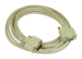 L-COM CRMN9MF-10 Computer Cable, D Subminiature Plug, 9 Way, D Subminiature Socket, 9 Way, 10 ft, 3 m, Grey
