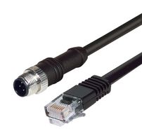 L-COM M12RJ454D-5 传感器电缆, M12 插头, RJ45 插头, 4路, 5 m, 16.4 ft
