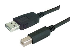 L-COM CAUALB-05M USB线缆, A型插头至B型插头, 500 mm, 19.7 ", USB 2.0, 黑色