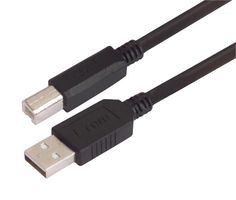 L-COM CAUBLKAB-2M USB线缆, A型插头至B型插头, 2 m, 6.6 ft, USB 2.0, 黑色