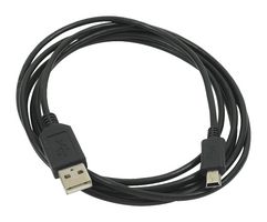 L-COM CSMUAMB5-2M USB Cable, Type A Plug to Mini Type B Plug, 2 m, 6.6 ft, USB 2.0, Black