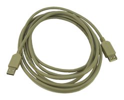 L-COM CSMUAX-3M USB Cable, Type A Plug to Type A Receptacle, 3 m, 9.8 ft, USB 2.0, Grey