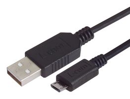 L-COM CSMUAZMICB-03M USB线缆, A型插头至Micro B型插头, 300 mm, 11.8 ", USB 1.1, 2.0, 黑色