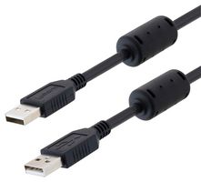 L-COM U2A00015-03M USB线缆, A型插头至A型插头, 300 mm, 11.8 ", USB 2.0, 黑色