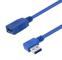L-COM U3A00047-05M USB线缆, A型插头至A型插座, 500 mm, 19.7 ", USB 3.0, 浅蓝