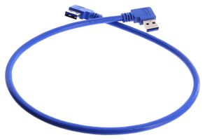 L-COM U3A00080-05M USB线缆, 90° A型插头至90° A型插头, 500 mm, 19.7 ", USB 3.0, 浅蓝