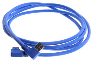 L-COM U3A00083-2M USB Cable, 90° Type A Plug to 90° Type A Plug, 2 m, 6.6 ft, USB 3.0, Blue