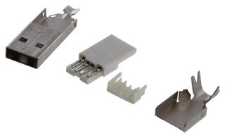 L-COM USBCN2.0-A 连接器, USB, USB A, USB 2.0, 插头, 4 路, 电缆安装, 垂直