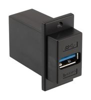 L-COM ECF504-3AA-BLK USB适配器, 黑色, USB A 插座, USB A 插座, USB 3.0