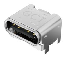 GCT USB4800-03-A 连接器, USB, 5A, 48V, 240W, USB C, USB 2.0, 插座, 16 路, 表面安装, 通孔安装, 水平