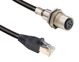 AMPHENOL LTW MSAS-05PFFJ-SF8CA5 传感器电缆, 编码A, M12 插座, RJ45 插头, 5路, 500 mm, 19.7 ", M Series