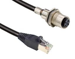 AMPHENOL LTW MSDS-04PFFJ-SF8AA5 Sensor Cable, D Coded, M12 Receptacle, RJ45 Plug, 4 Positions, 500 mm, 19.7 ", M Series