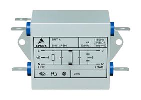 TDK B84111A0000B120 电源线滤波器, 通用, 250 V, 20 A, 单相, 1阶, 底板安装