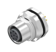 AMPHENOL CONEC 43-01028 Sensor Connector, M12, Female, 8 Positions, PCB Socket, Straight Panel Mount