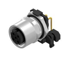 AMPHENOL CONEC 43-01199 Sensor Connector, M12, Female, 5 Positions, PCB Socket, Right Angle Panel Mount