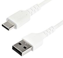 STARTECH RUSB2AC1MW USB线缆，1m/3.3ft USB 2.0转USB-C线缆，白色，芳纶纤维，EMI屏蔽