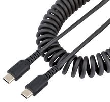 STARTECH R2CCC-50C-USB-CABLE USB 线缆，20"/50cm USB-C 充电线，重型螺旋线 USB 2.0 至 USB-C，公/公，黑色