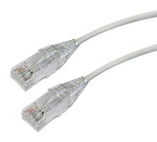 VIDEK 2994-0.3GY Ethernet Cable, Slim, Cat6, RJ45 Plug to RJ45 Plug, UTP (Unshielded Twisted Pair), Grey, 300 mm