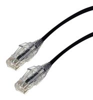 VIDEK 2994-0.3BK Ethernet Cable, Slim, Cat6, RJ45 Plug to RJ45 Plug, UTP (Unshielded Twisted Pair), Black, 300 mm